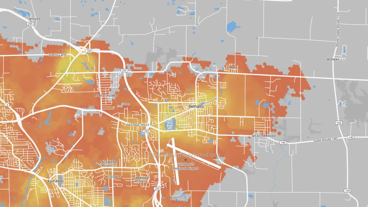 Bike Grade map of Bethalto, IL