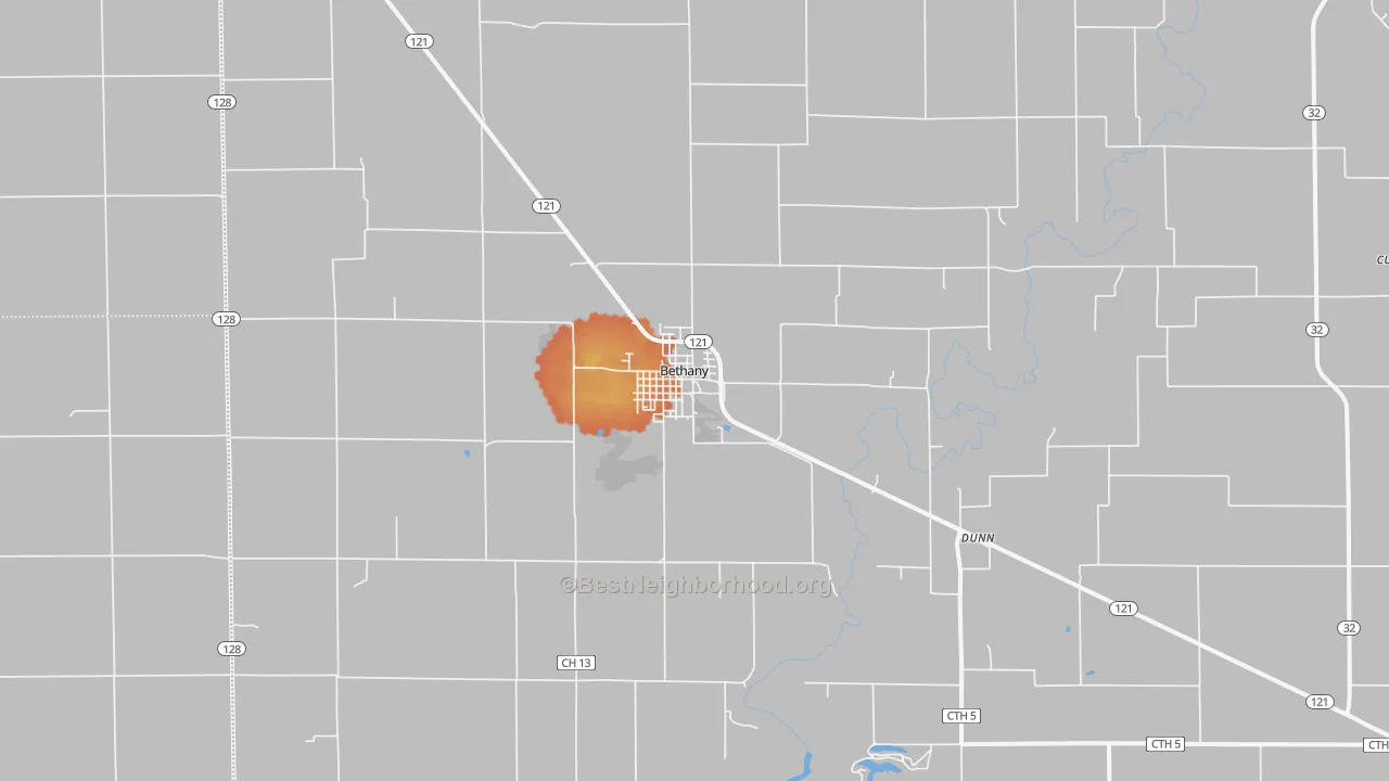 Bike Grade map of Bethany, IL