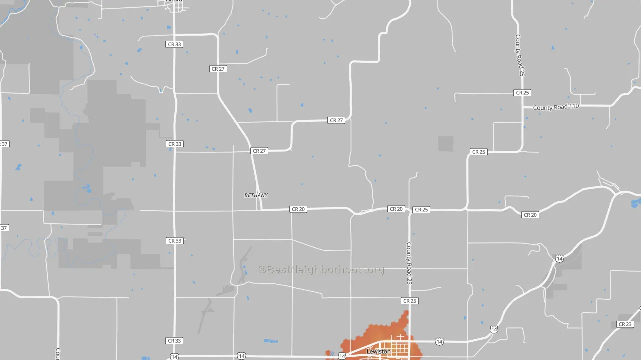 Bike Grade map of Bethany, MN