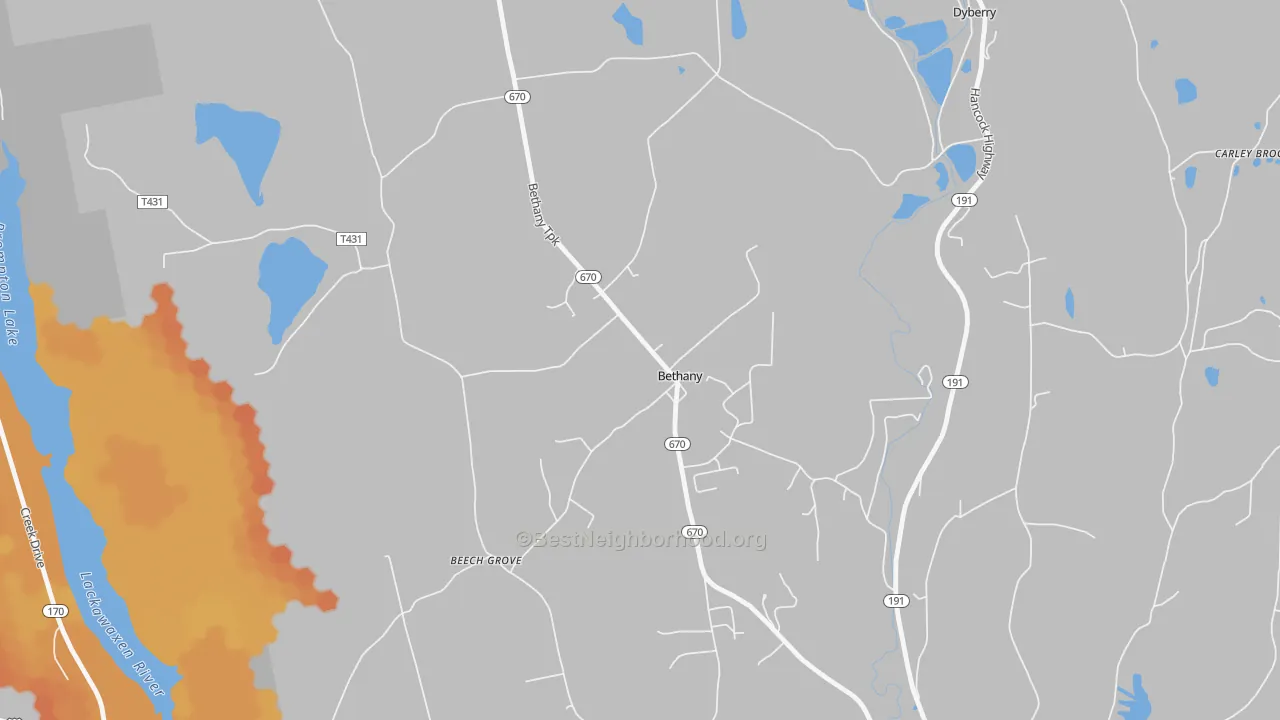 Bike Grade map of Bethany, PA
