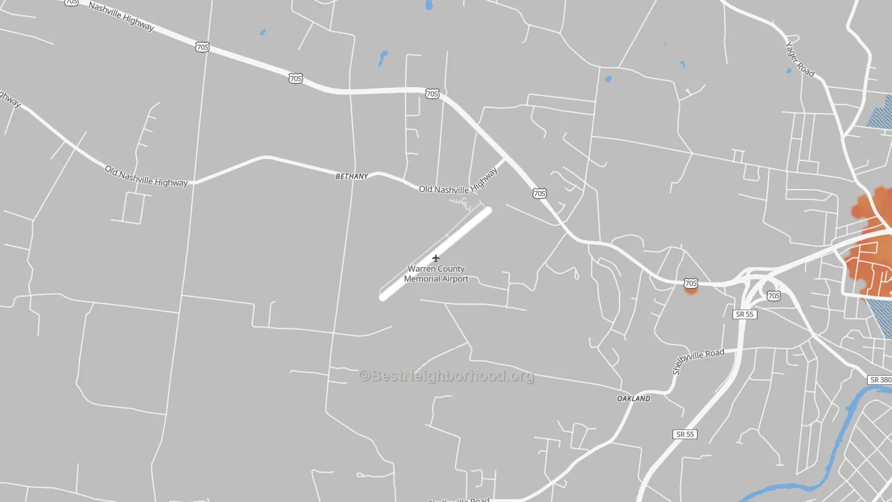 Bike Grade map of Bethany, TN