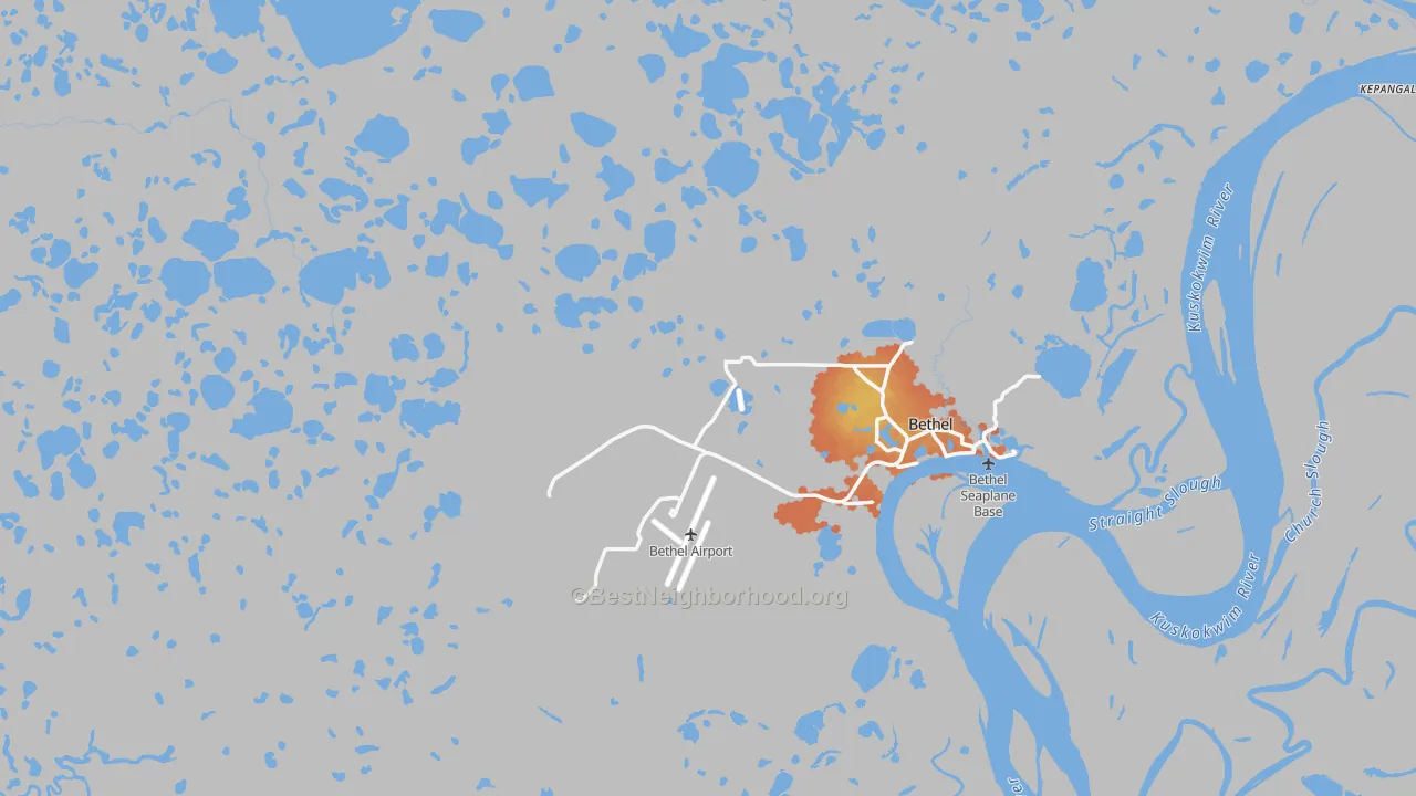 Bike Grade map of Bethel, AK