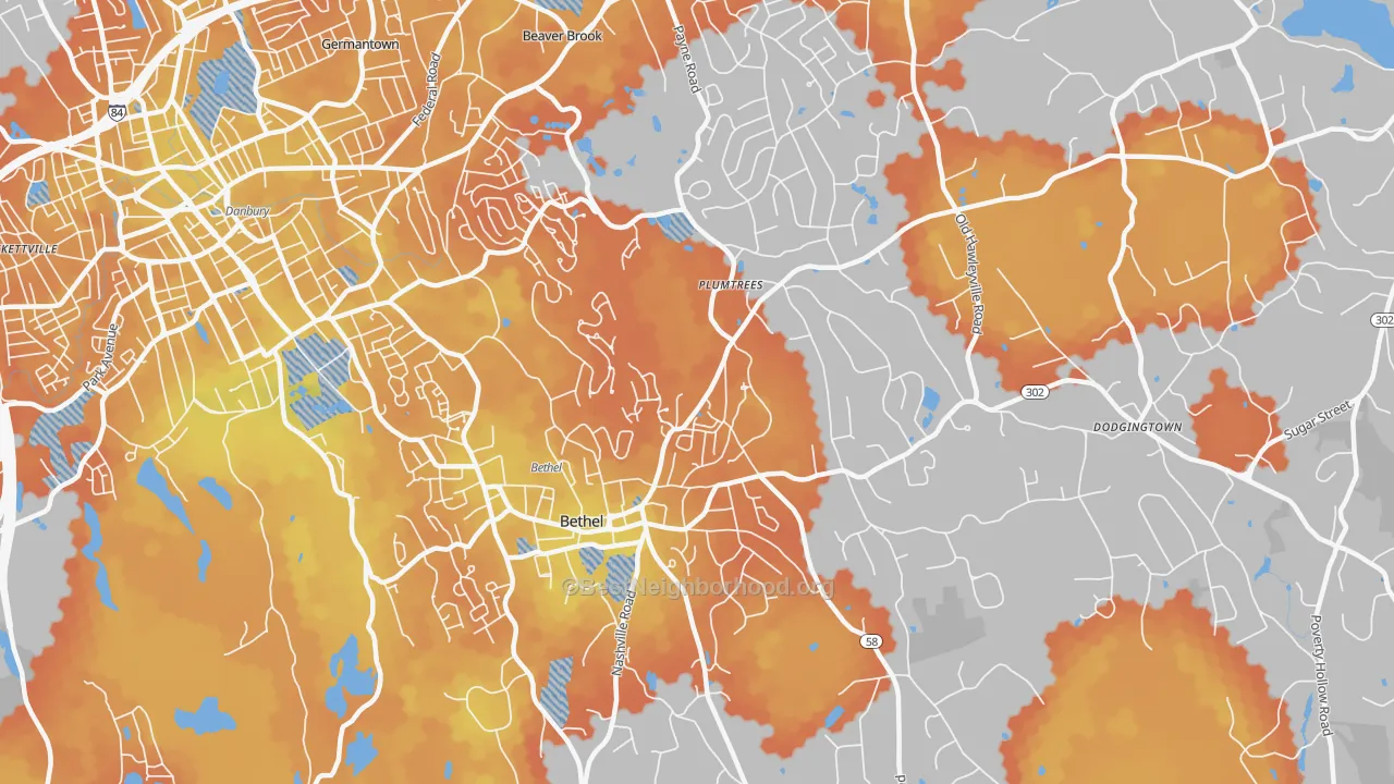 Bike Grade map of Bethel, CT