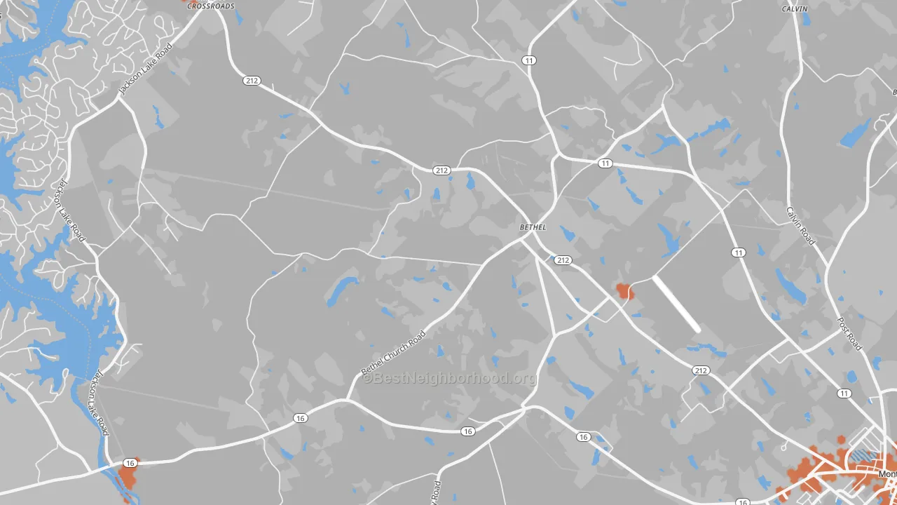 Bike Grade map of Bethel, GA