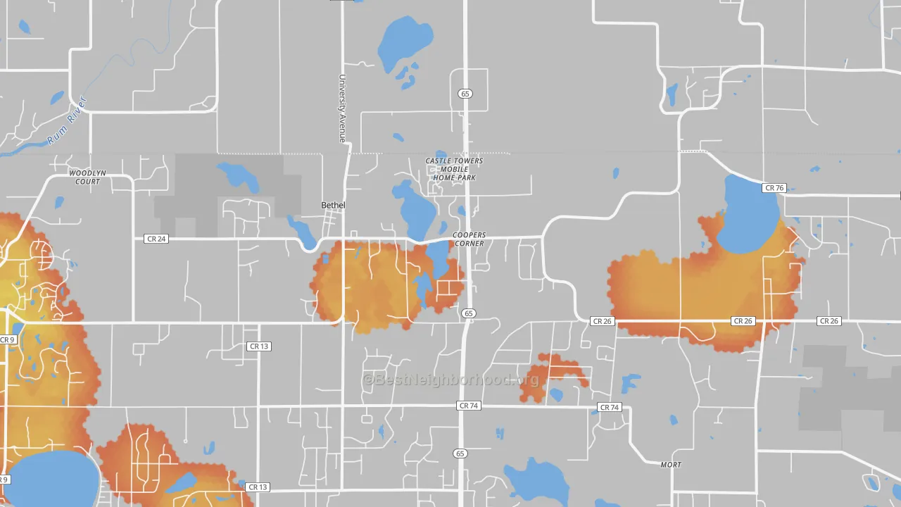 Bike Grade map of Bethel, MN