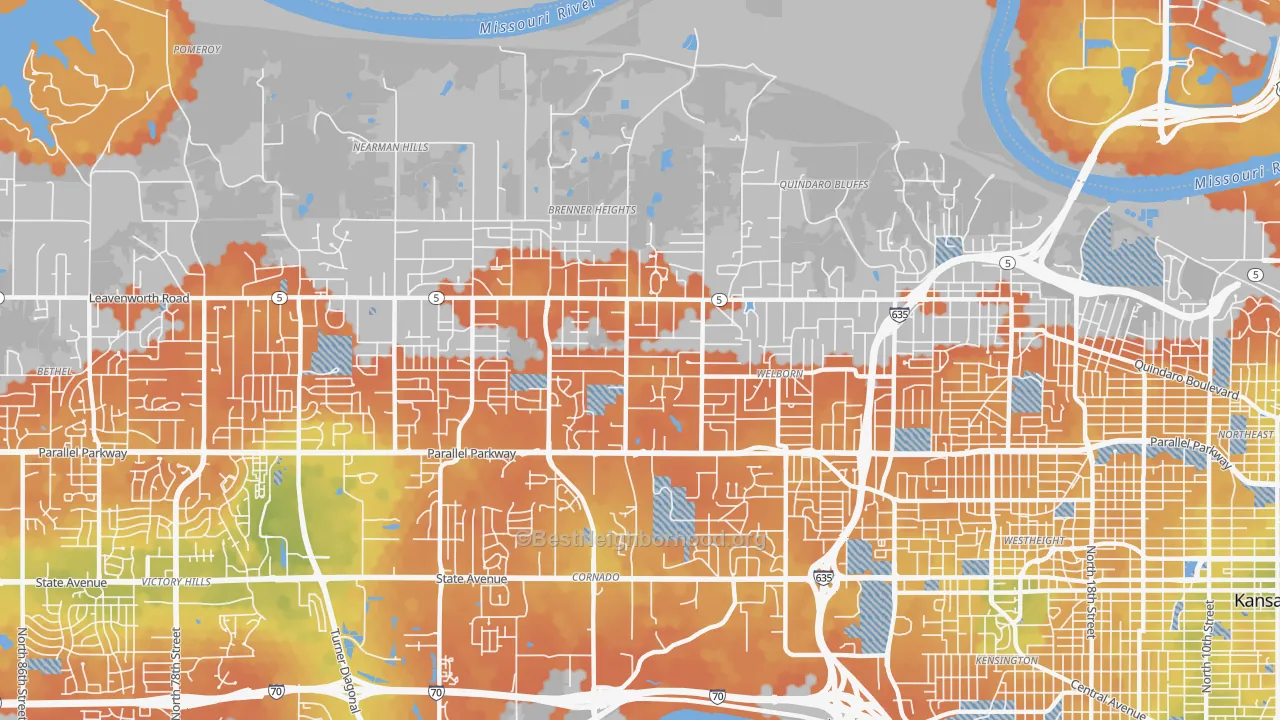 Bike Grade map of Bethel Welborn, Kansas City, KS