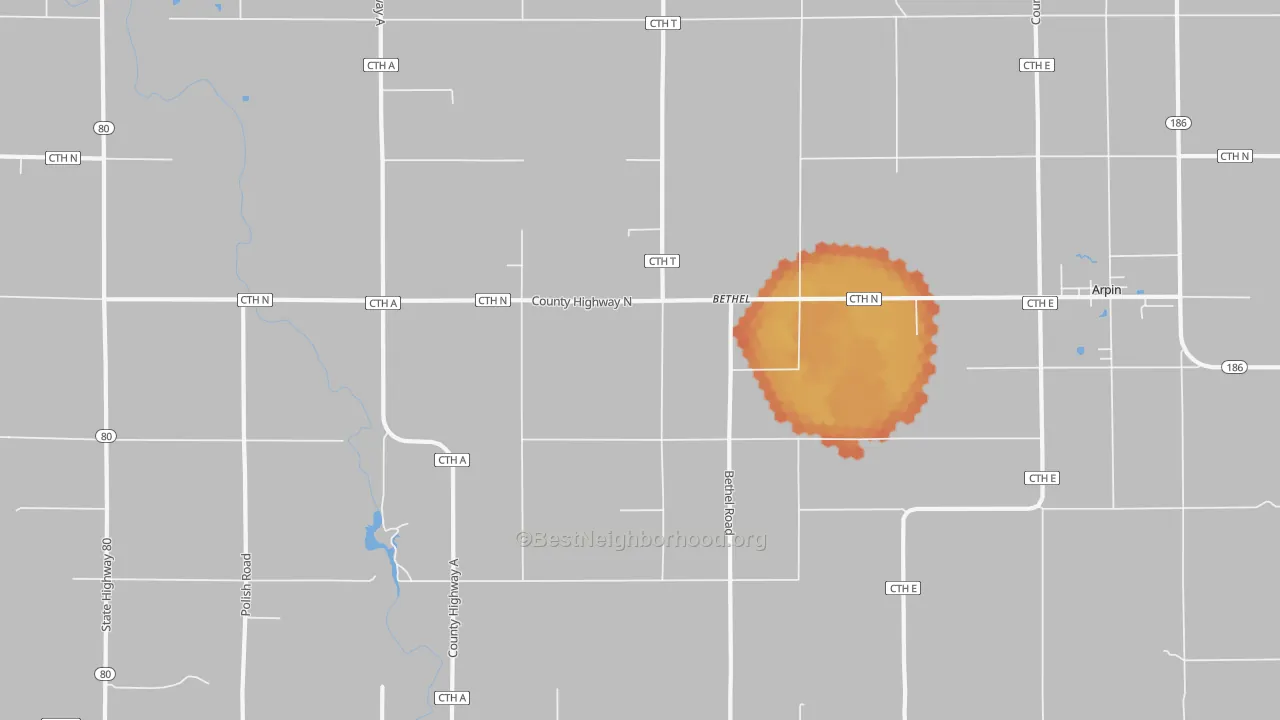 Bike Grade map of Bethel, WI