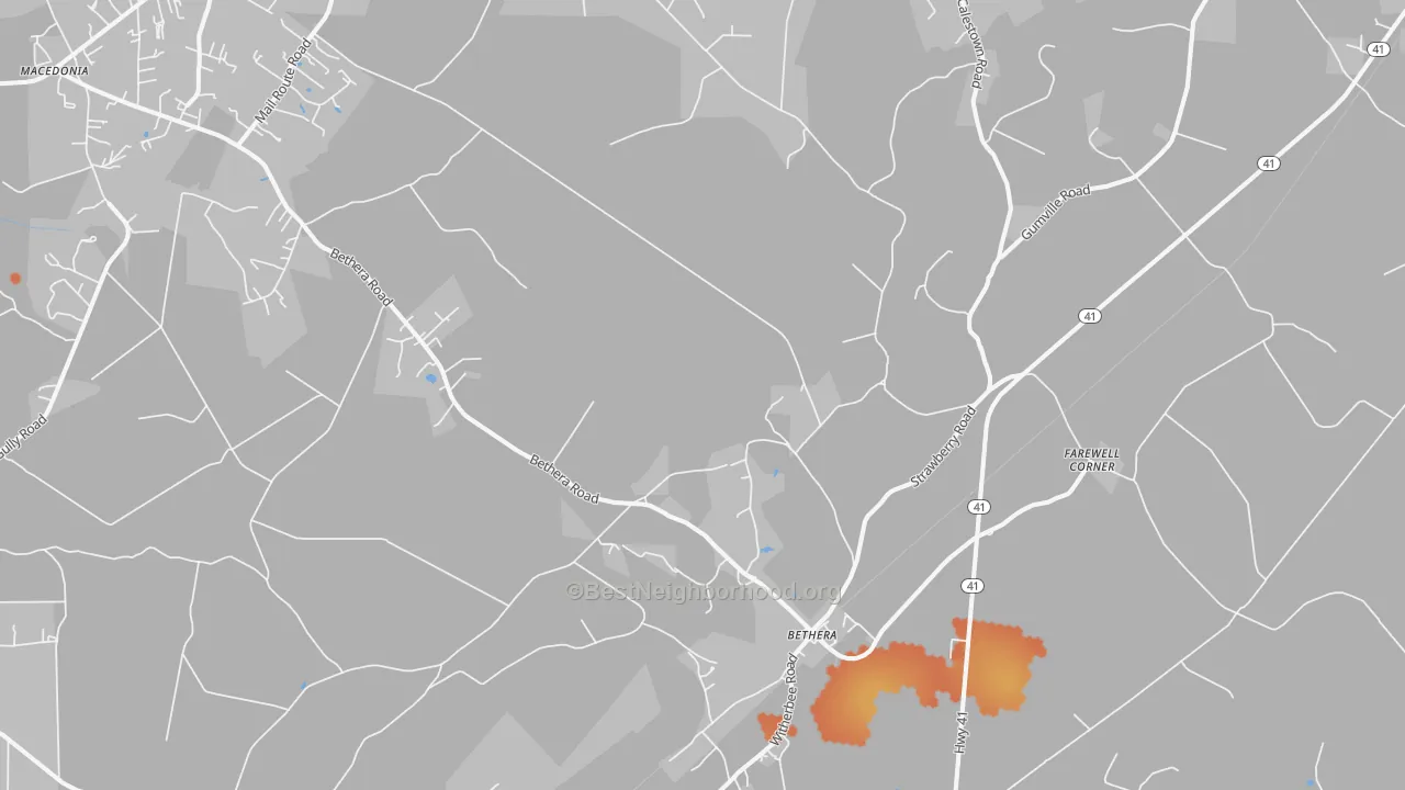 Bike Grade map of Bethera, SC