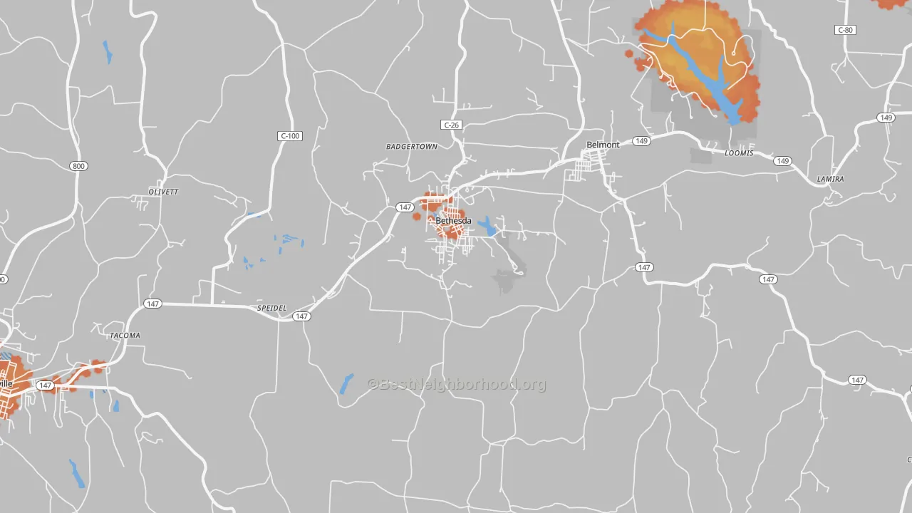 Bike Grade map of Bethesda, OH