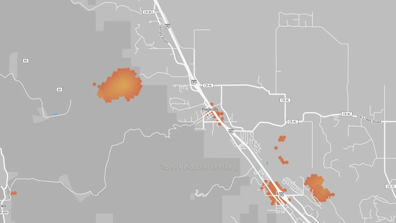 Bike Grade map of Bethlehem, SD