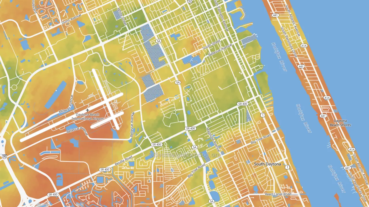 Bike Grade map of Bethune Grant, Daytona Beach, FL
