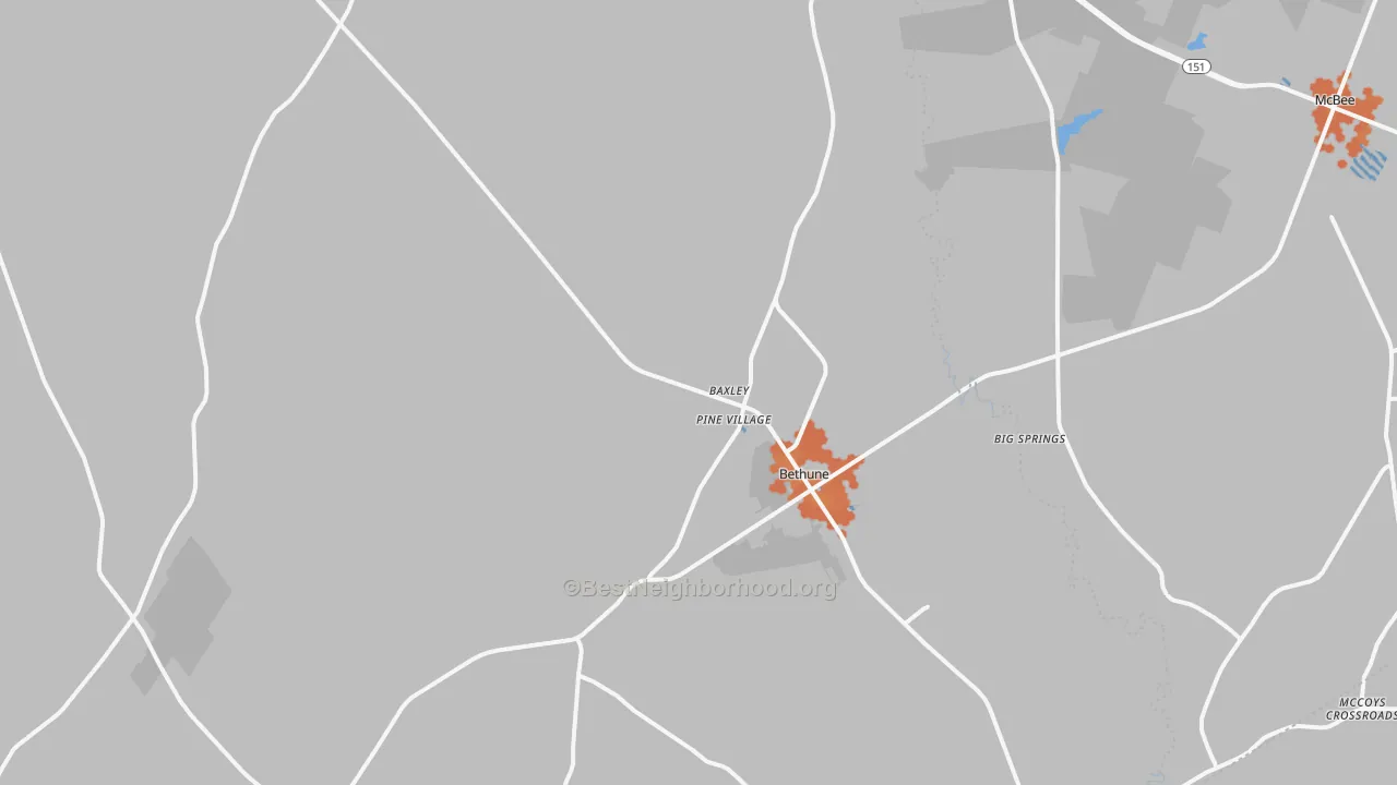 Bike Grade map of Bethune, SC