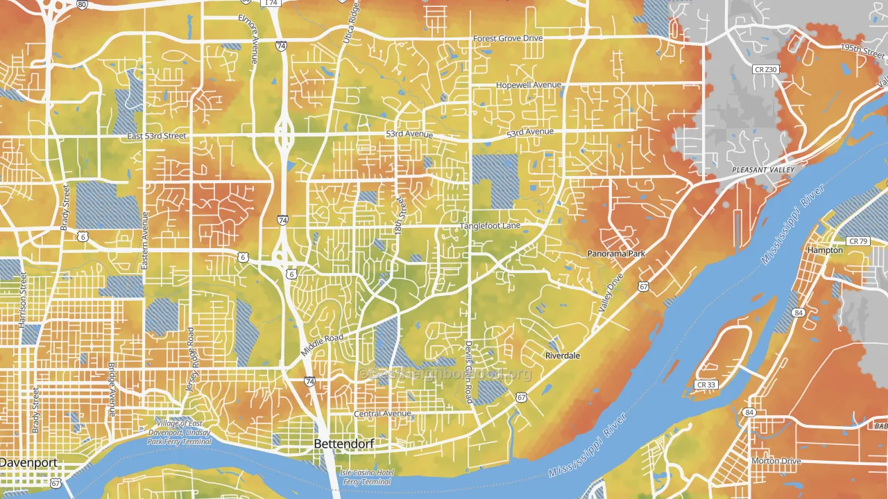 Bike Grade map of Bettendorf, IA
