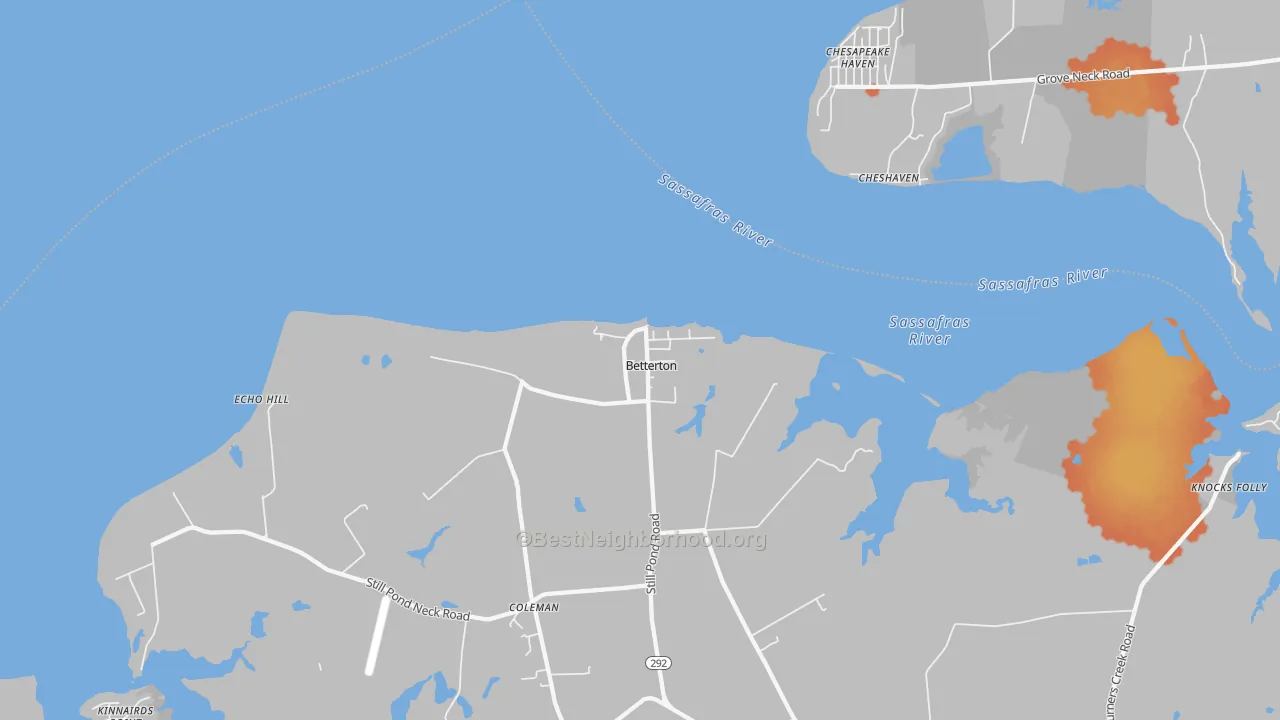 Bike Grade map of Betterton, MD