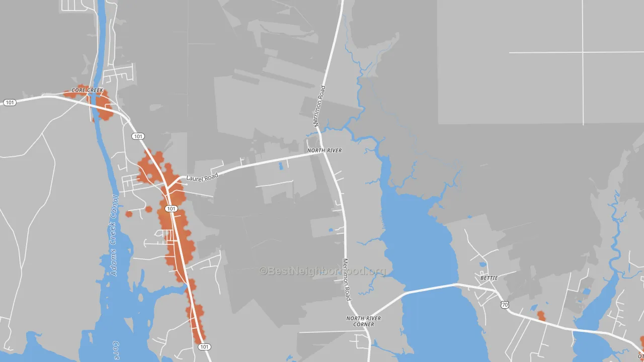 Bike Grade map of Bettie, NC