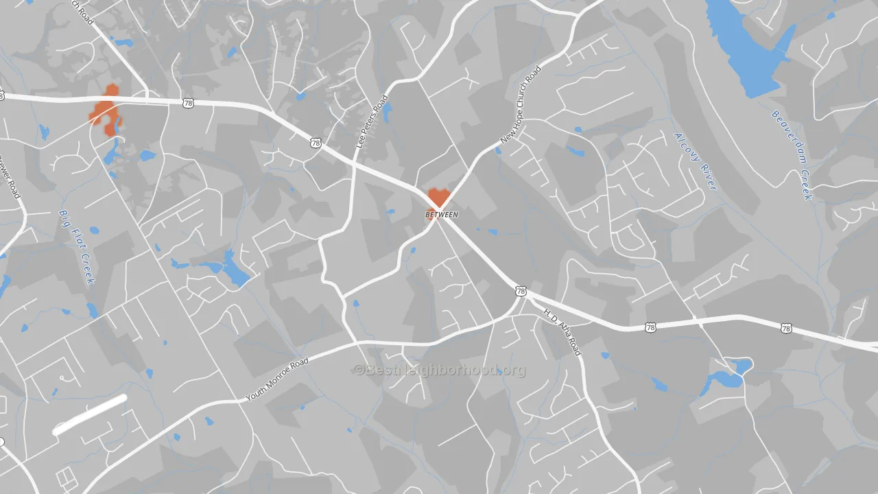 Bike Grade map of Between, GA