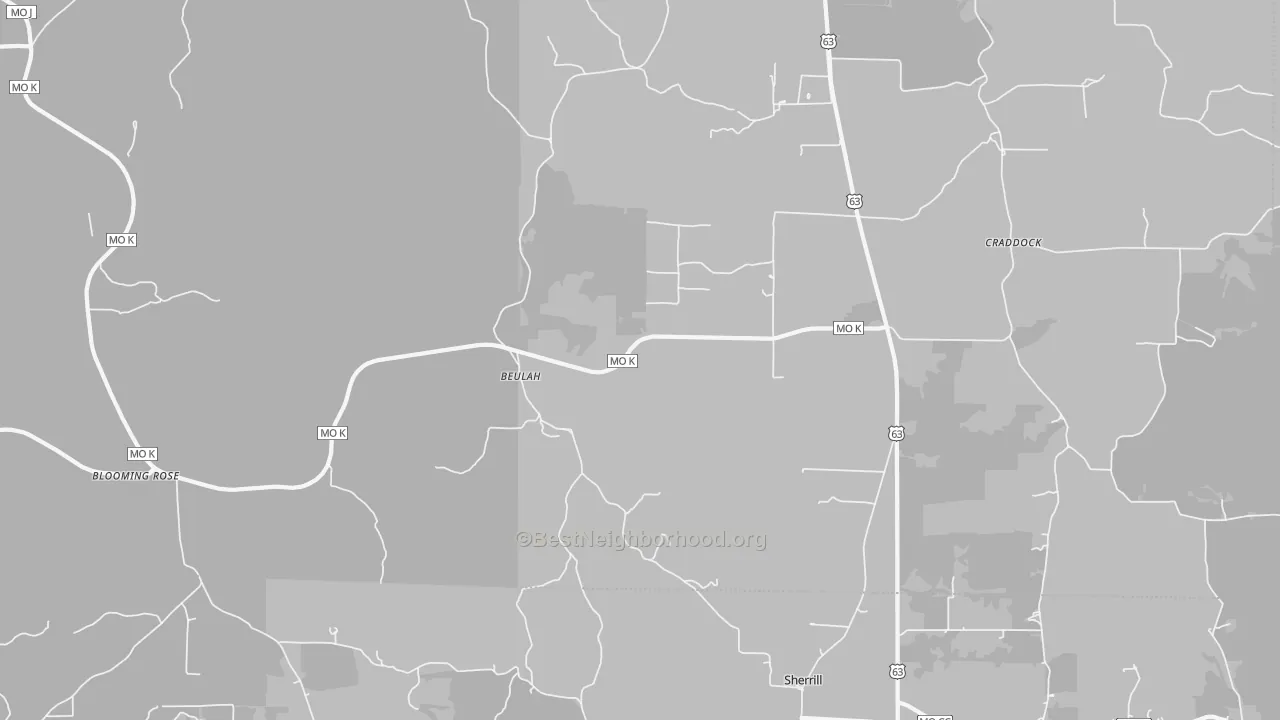 Bike Grade map of Beulah, MO