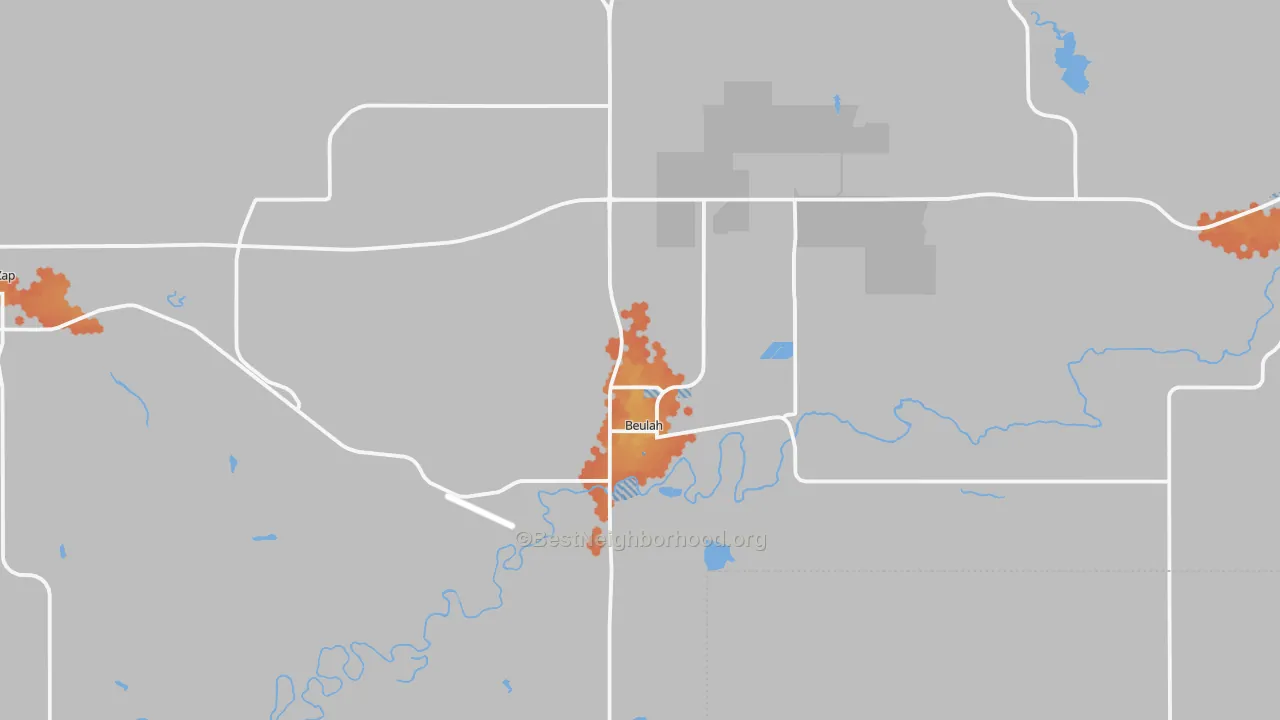 Bike Grade map of Beulah, ND