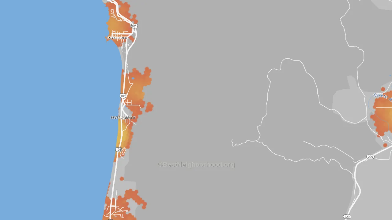 Bike Grade map of Beverly Beach, OR