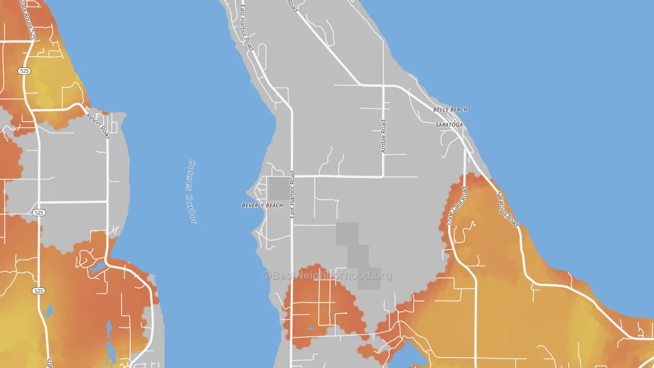 Bike Grade map of Beverly Beach, WA