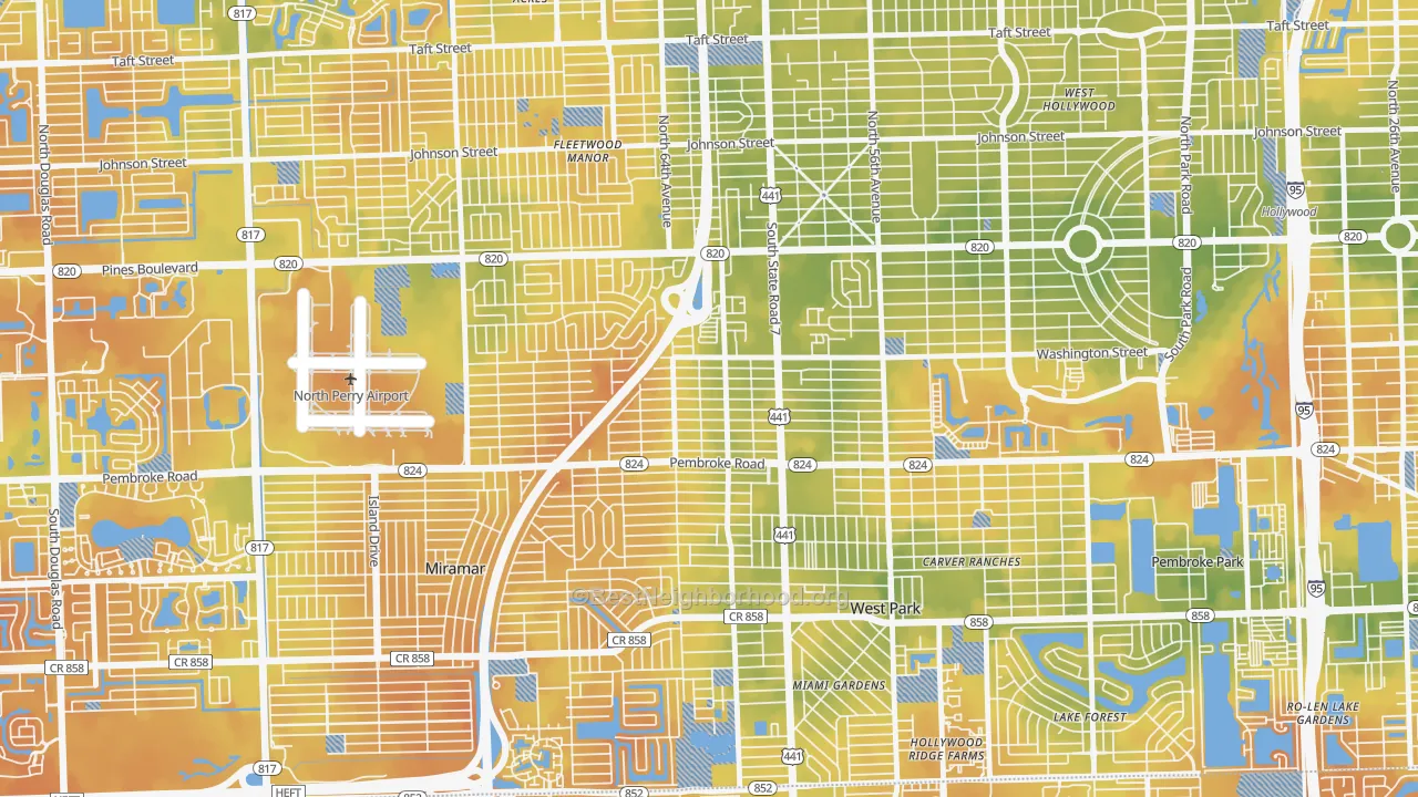 Bike Grade map of Beverly Park, Hollywood, FL