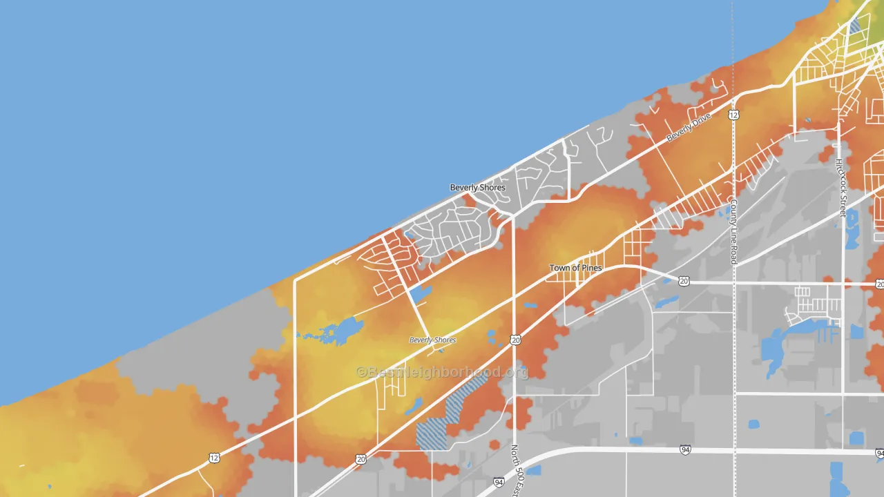 Bike Grade map of Beverly Shores, IN