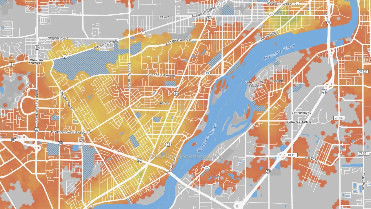 Bike Grade map of Beverly, Toledo, OH