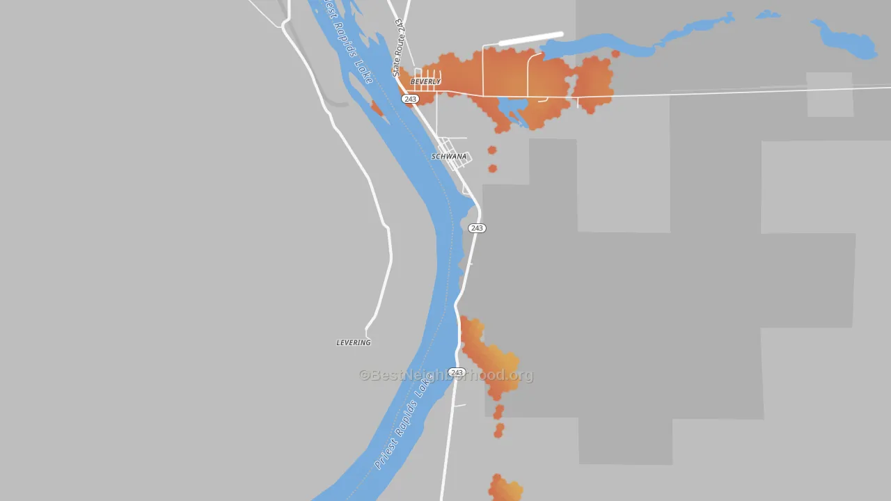 Bike Grade map of Beverly, WA