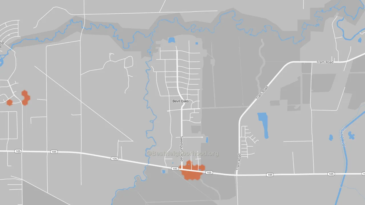 Bike Grade map of Bevil Oaks, TX