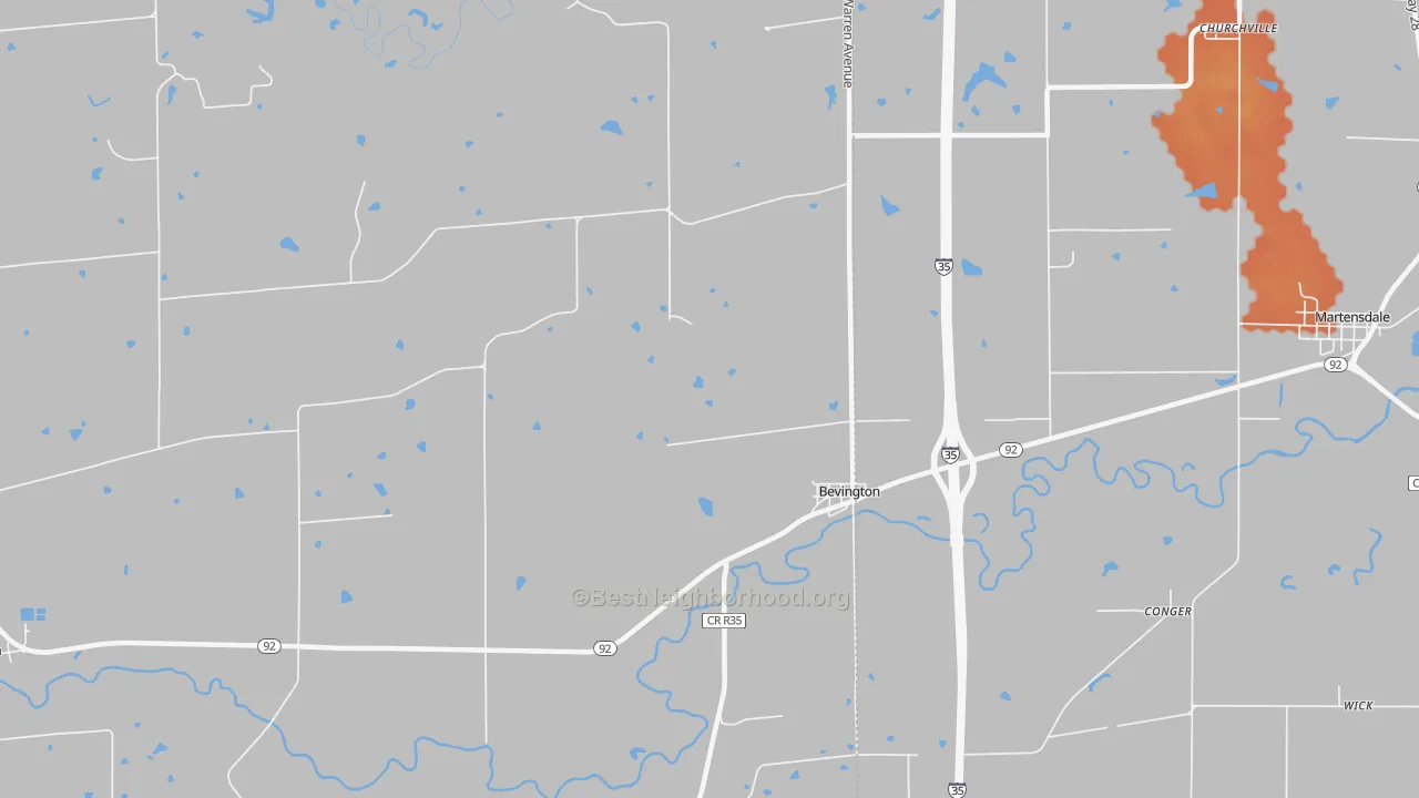 Bike Grade map of Bevington, IA