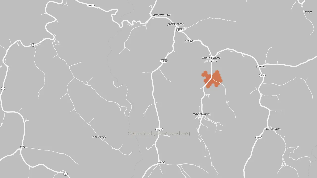 Bike Grade map of Bevinsville, KY