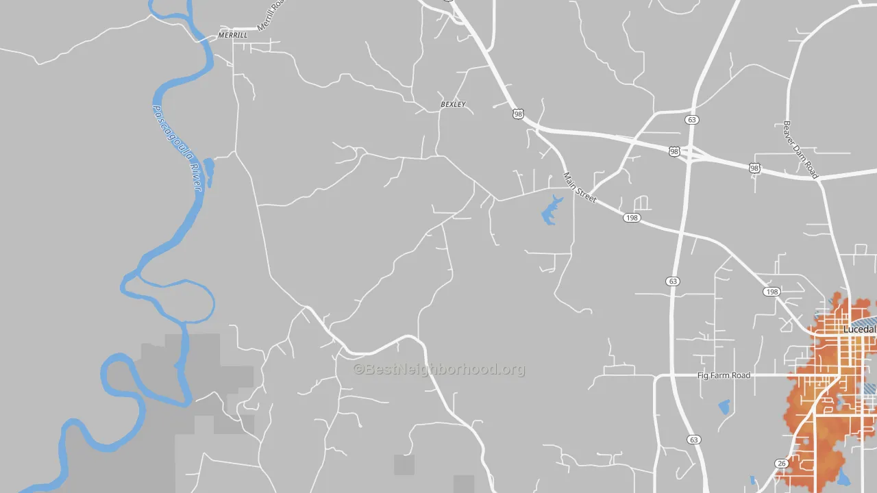 Bike Grade map of Bexley, MS