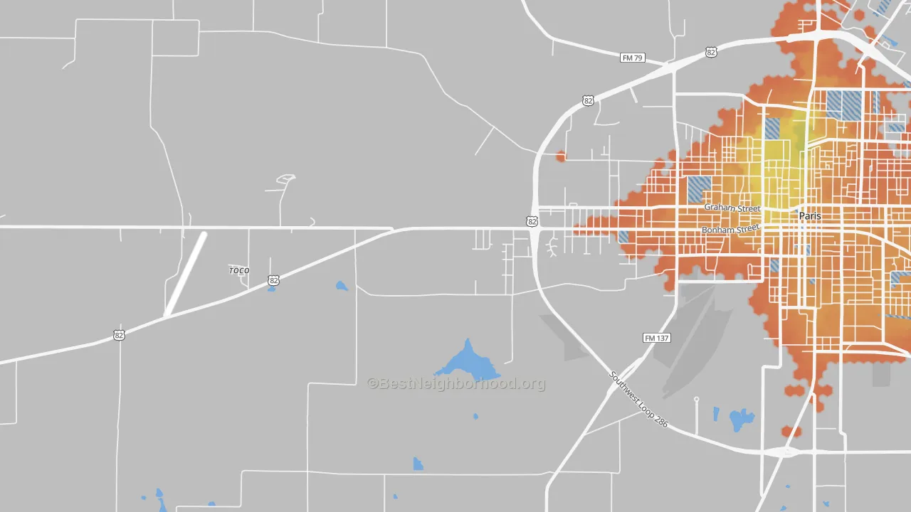 Bike Grade map of Biardstown, TX