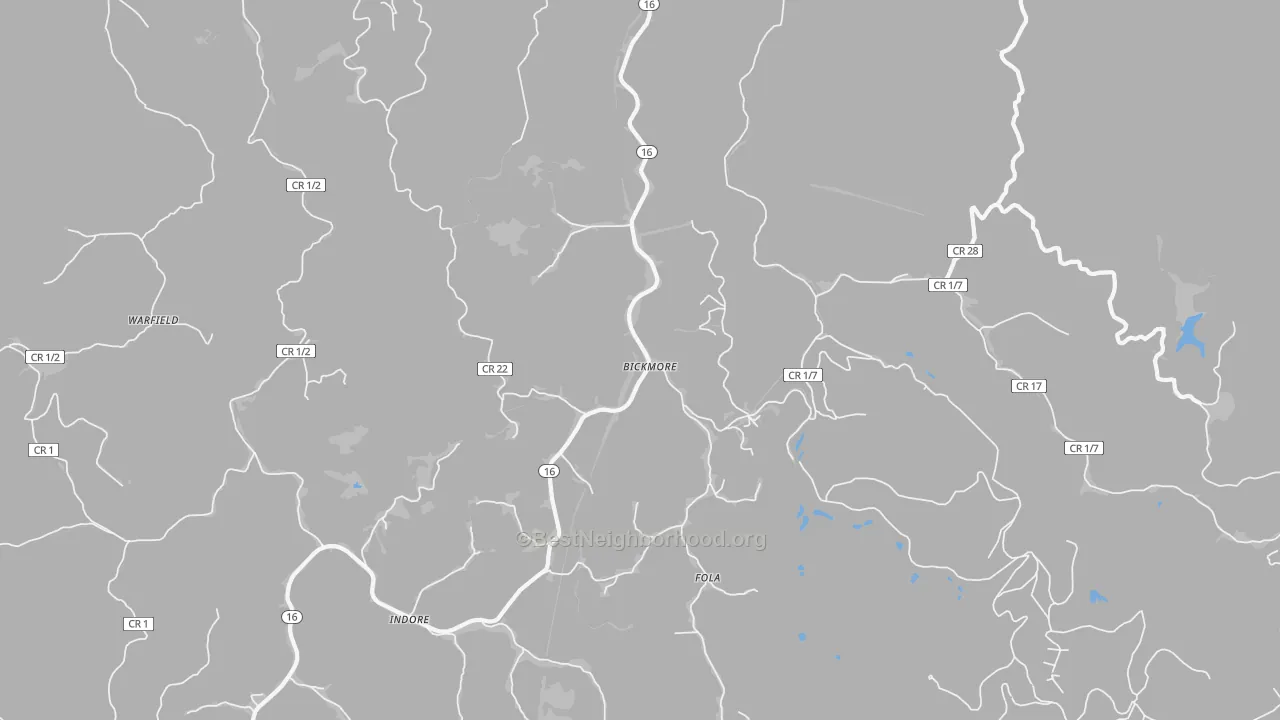 Bike Grade map of Bickmore, WV