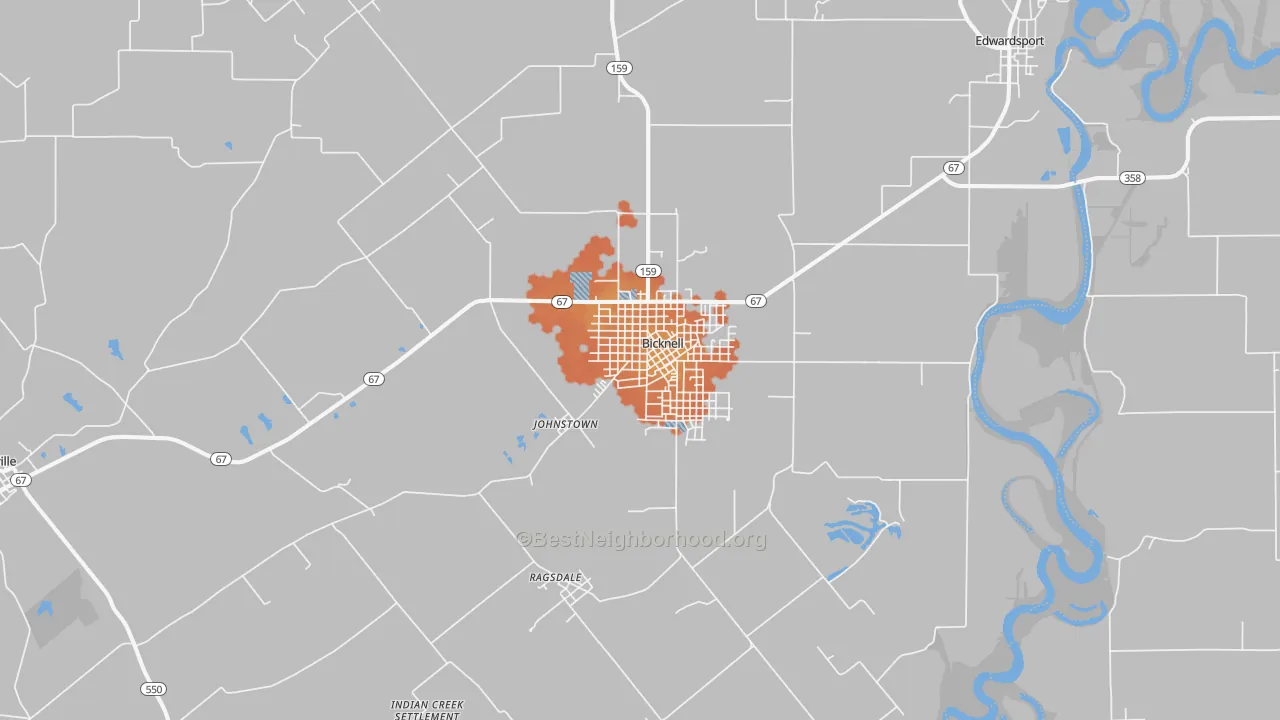 Bike Grade map of Bicknell, IN
