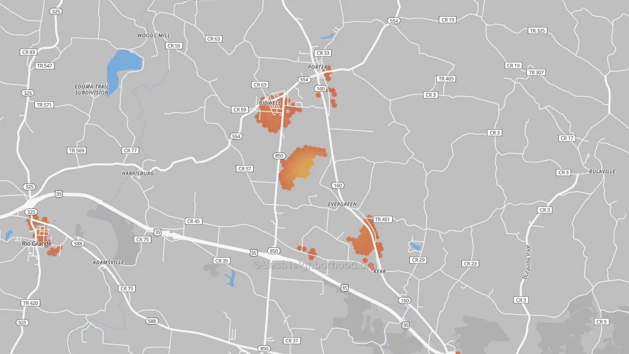 Bike Grade map of Bidwell, OH