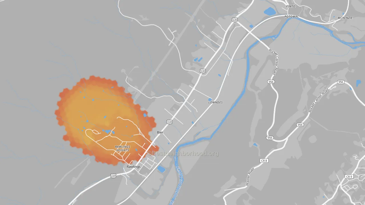 Bike Grade map of Bier, MD
