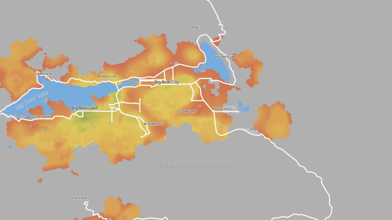 Bike Grade map of Big Bear, CA
