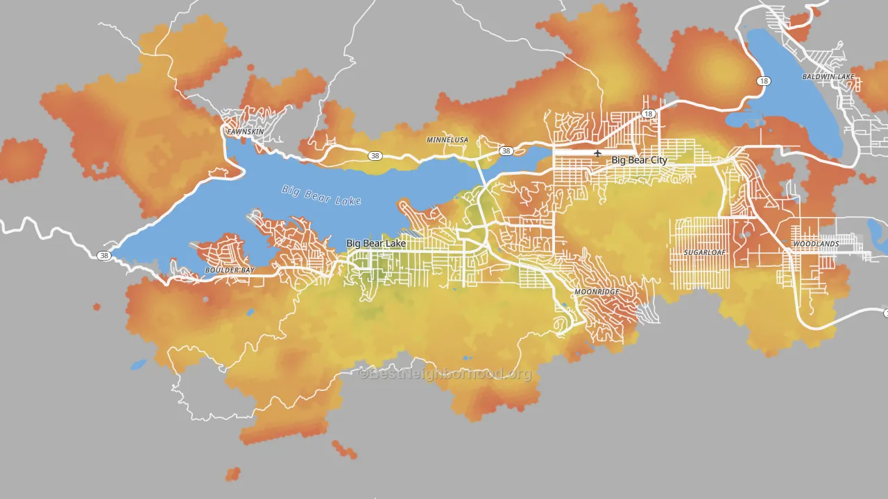 Bike Grade map of Big Bear Lake, CA