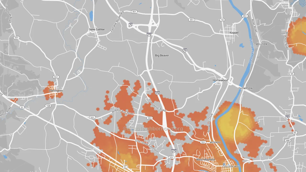 Bike Grade map of Big Beaver, PA
