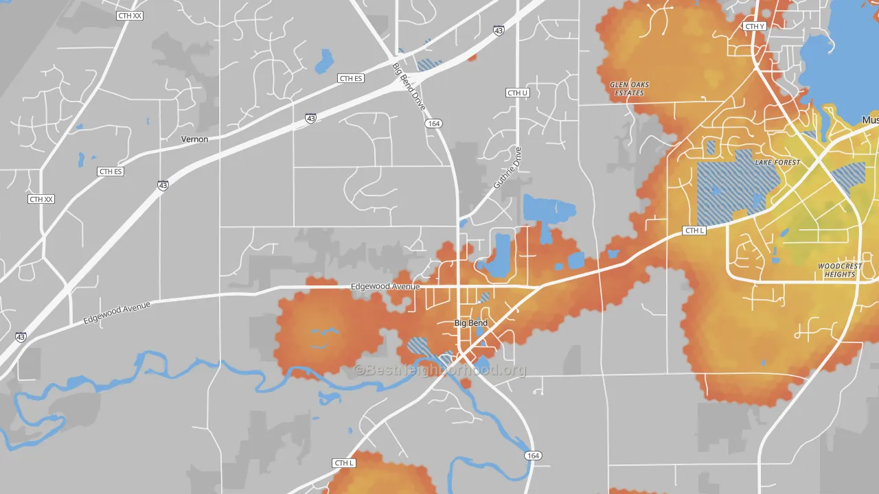 Bike Grade map of Big Bend, WI