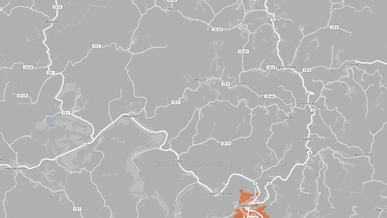 Bike Grade map of Big Bend, WV