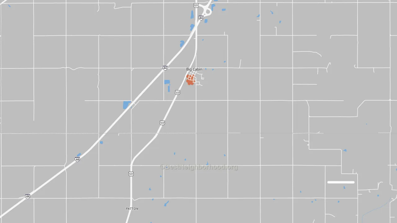 Bike Grade map of Big Cabin, OK