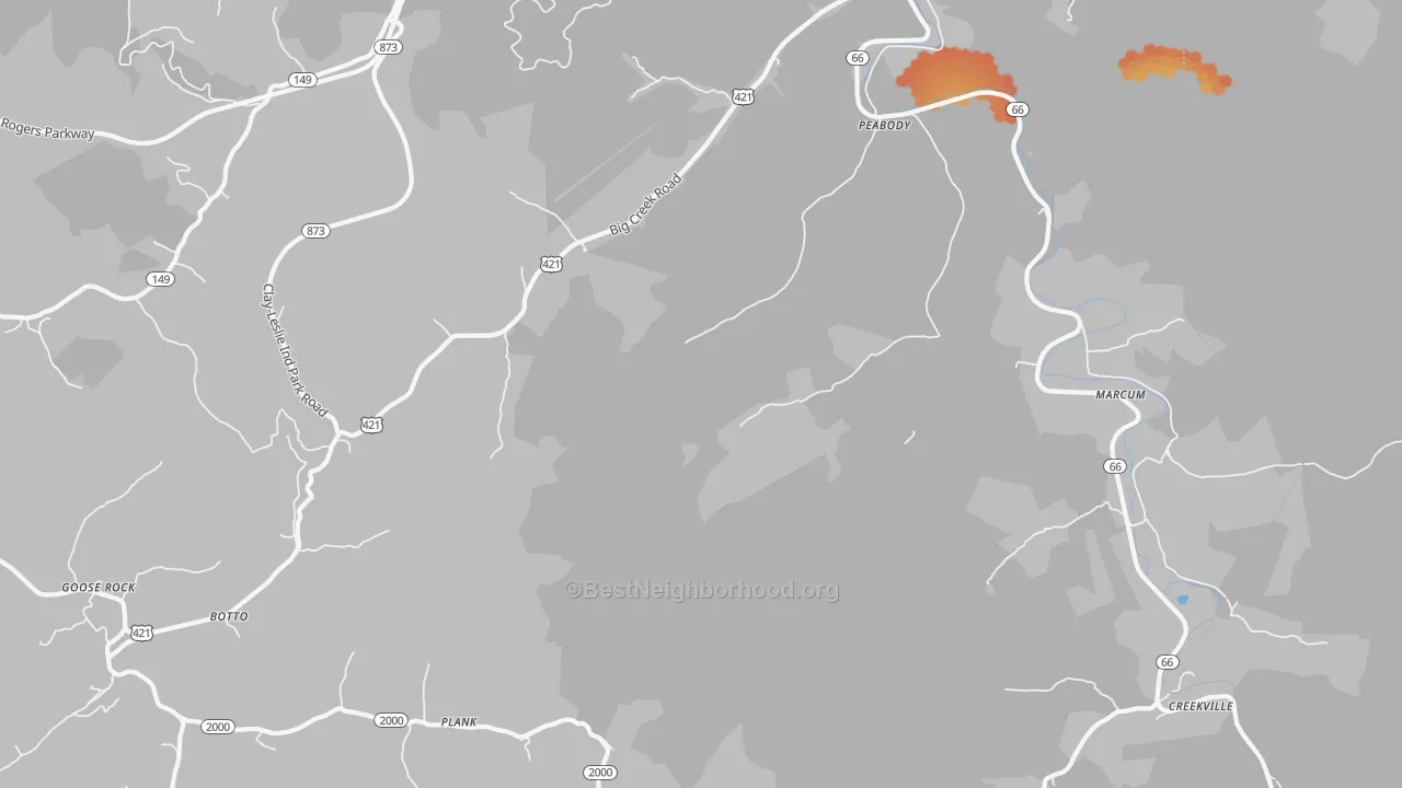Bike Grade map of Big Creek, KY