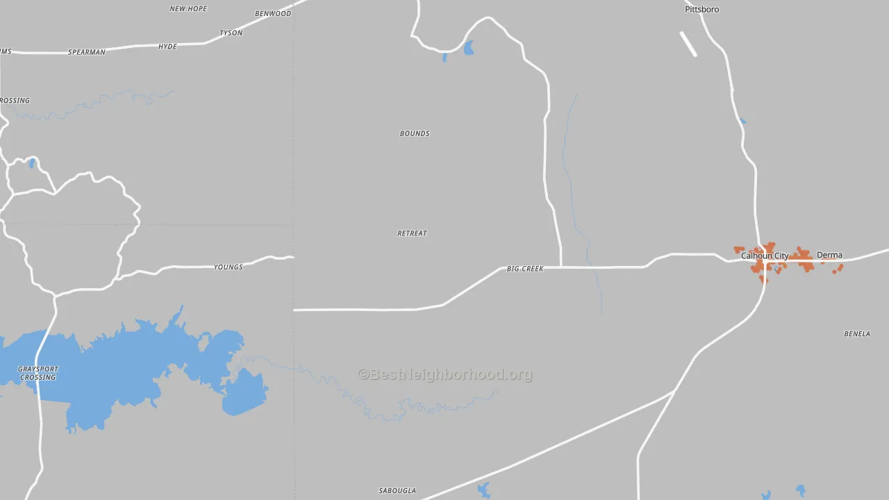 Bike Grade map of Big Creek, MS