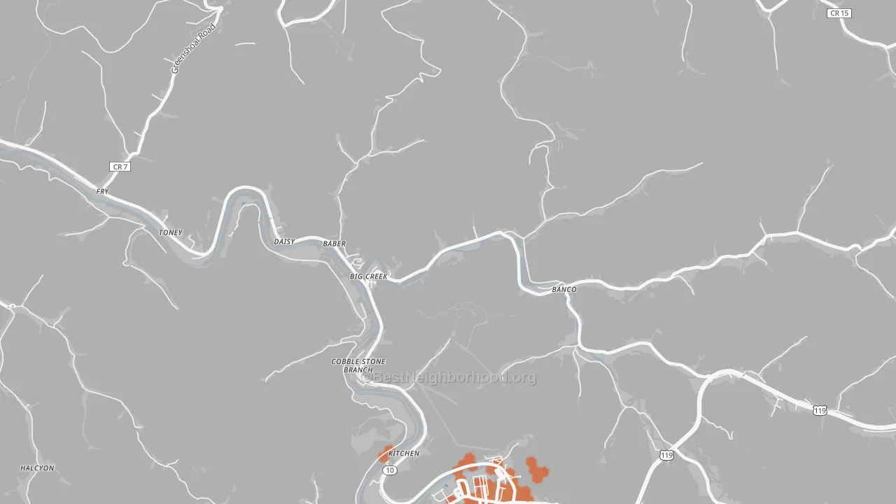 Bike Grade map of Big Creek, WV
