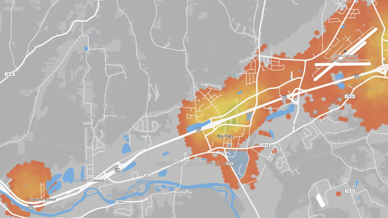 Bike Grade map of Big Flats, NY