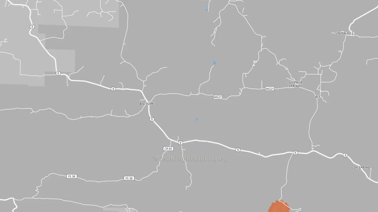 Bike Grade map of Big Fork, AR
