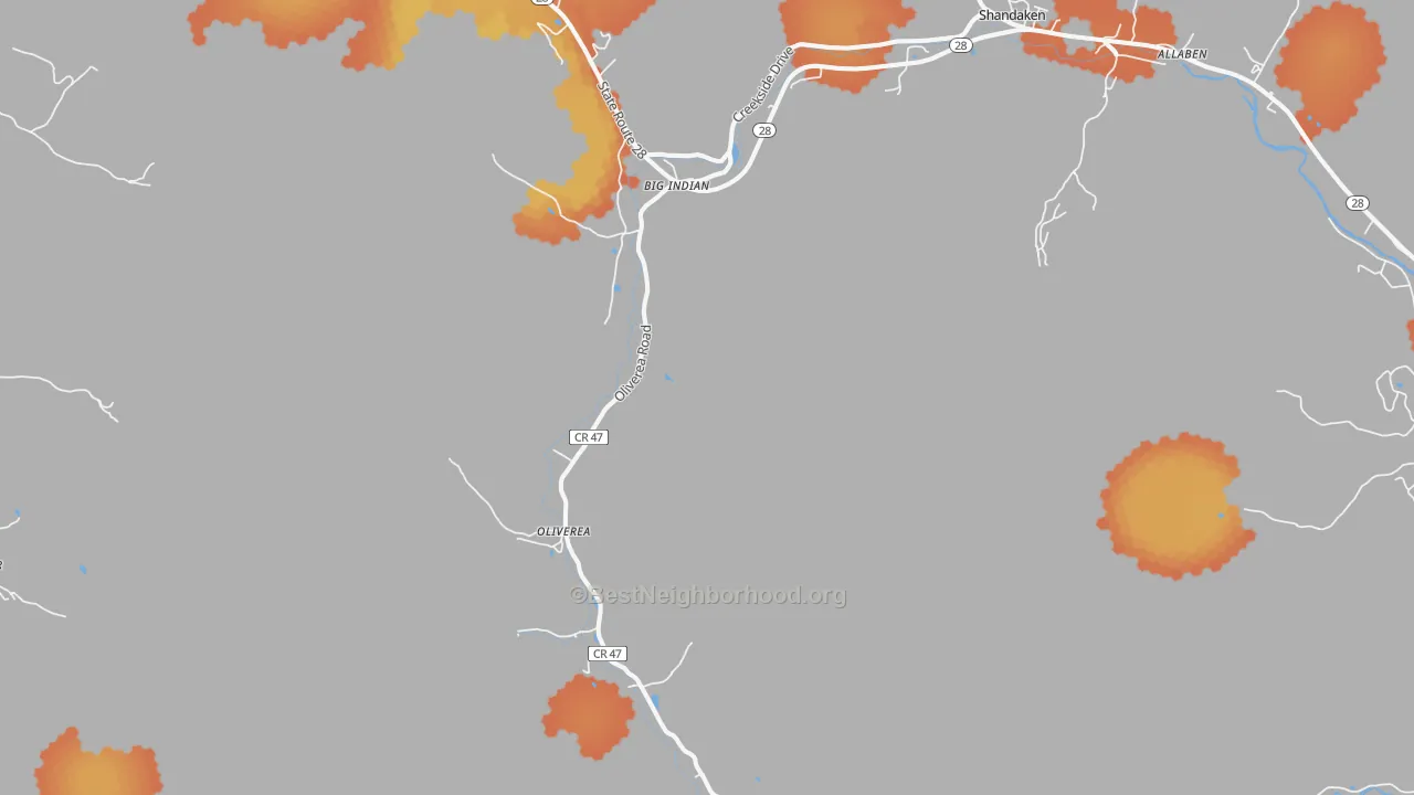 Bike Grade map of Big Indian, NY
