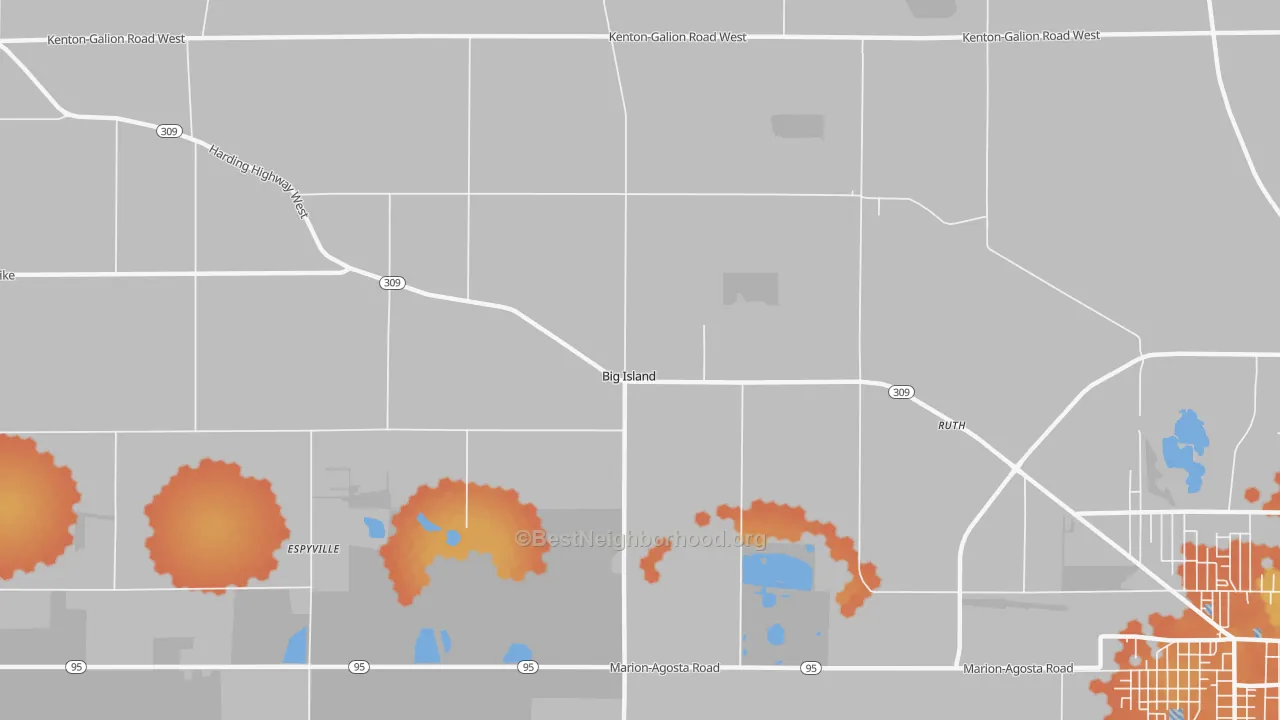 Bike Grade map of Big Island, OH